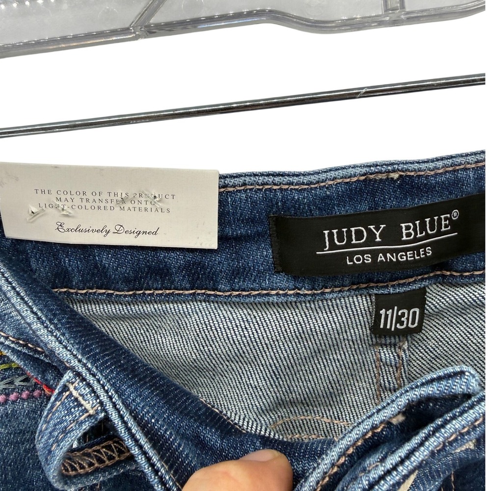 Judy Blue Seeing Rainbows Cropped Jeans High Waist‎ Straight Leg Blue 11/30 NWT - Picture 7 of 9